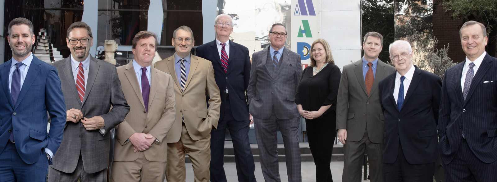 Our Attorneys L to R: Daryl Sinkule, John Morgan, Bob Goodman, Eric Roberson, Bob Thornton, Clark Will, Bess Masterson, John Crouch, Bill Masterson, Ted Anderson